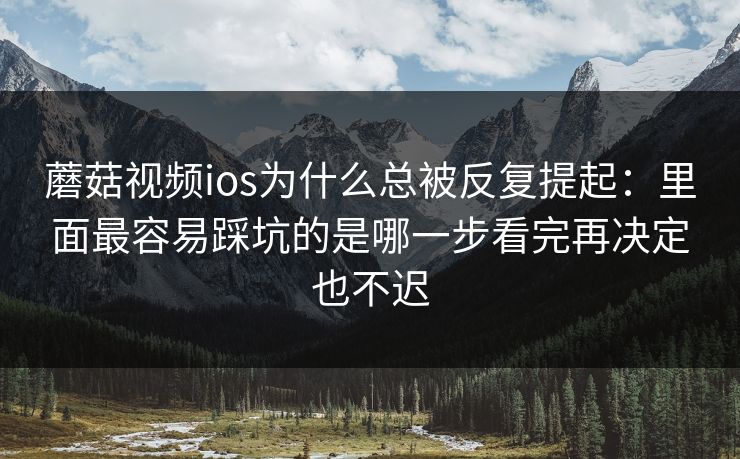 蘑菇视频ios为什么总被反复提起：里面最容易踩坑的是哪一步看完再决定也不迟