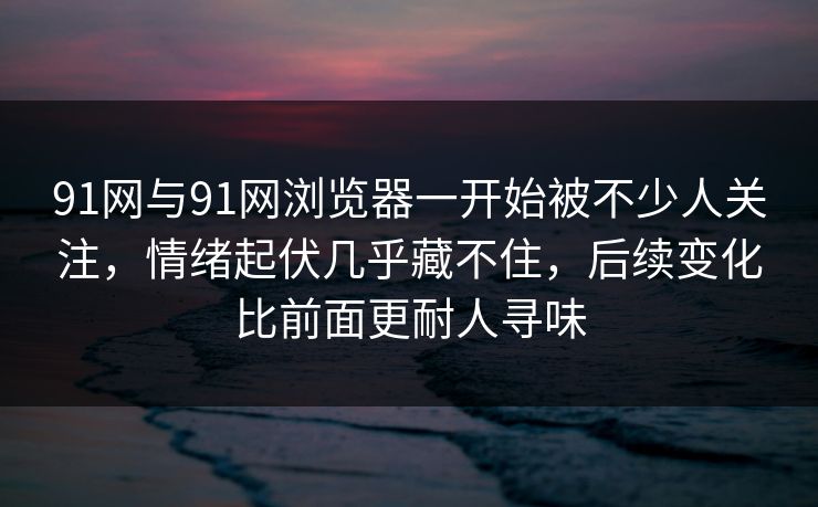 91网与91网浏览器一开始被不少人关注，情绪起伏几乎藏不住，后续变化比前面更耐人寻味
