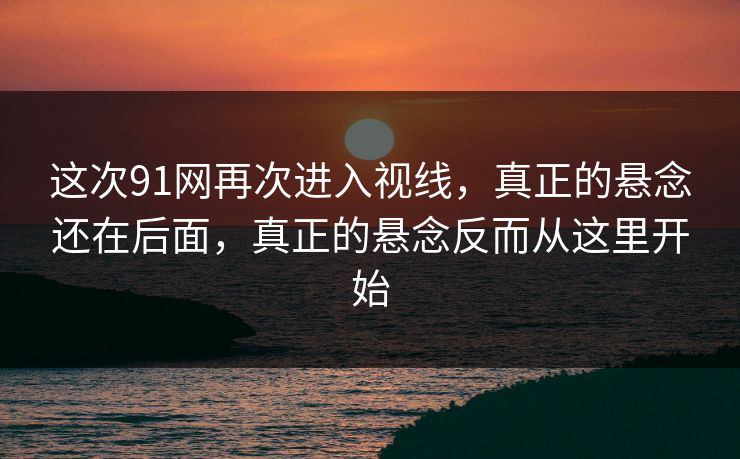 这次91网再次进入视线，真正的悬念还在后面，真正的悬念反而从这里开始