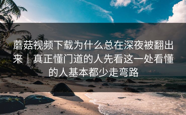 蘑菇视频下载为什么总在深夜被翻出来｜真正懂门道的人先看这一处看懂的人基本都少走弯路