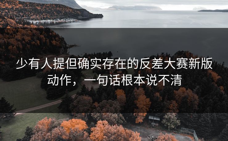 少有人提但确实存在的反差大赛新版动作，一句话根本说不清